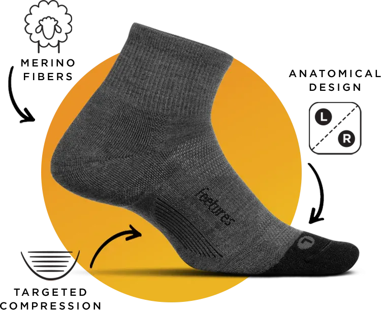 Merino 10 Cushion Quarter Socks in Charcoal