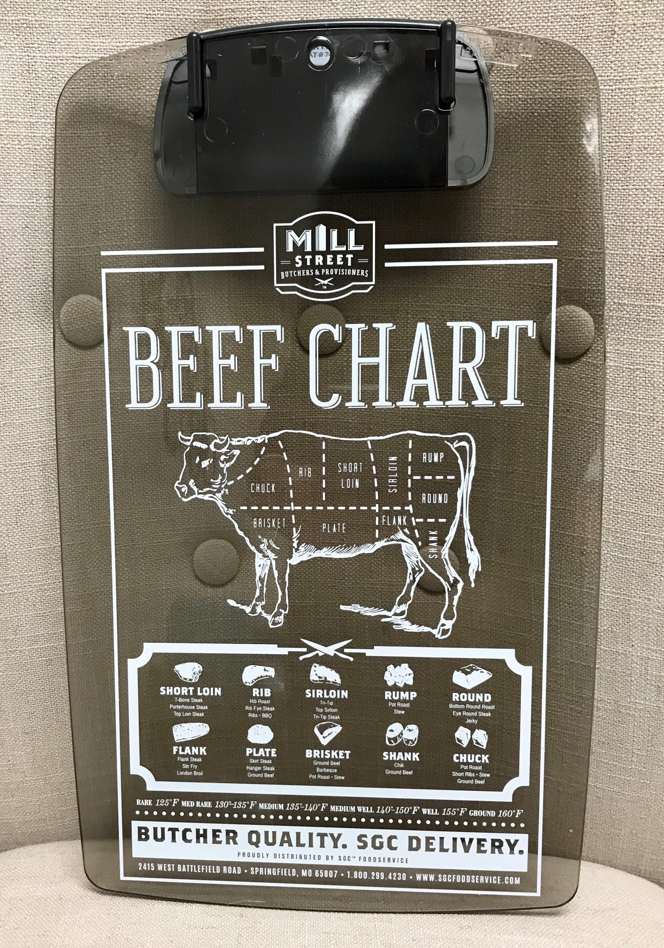 Mill Street Clipboard with Beef Chart