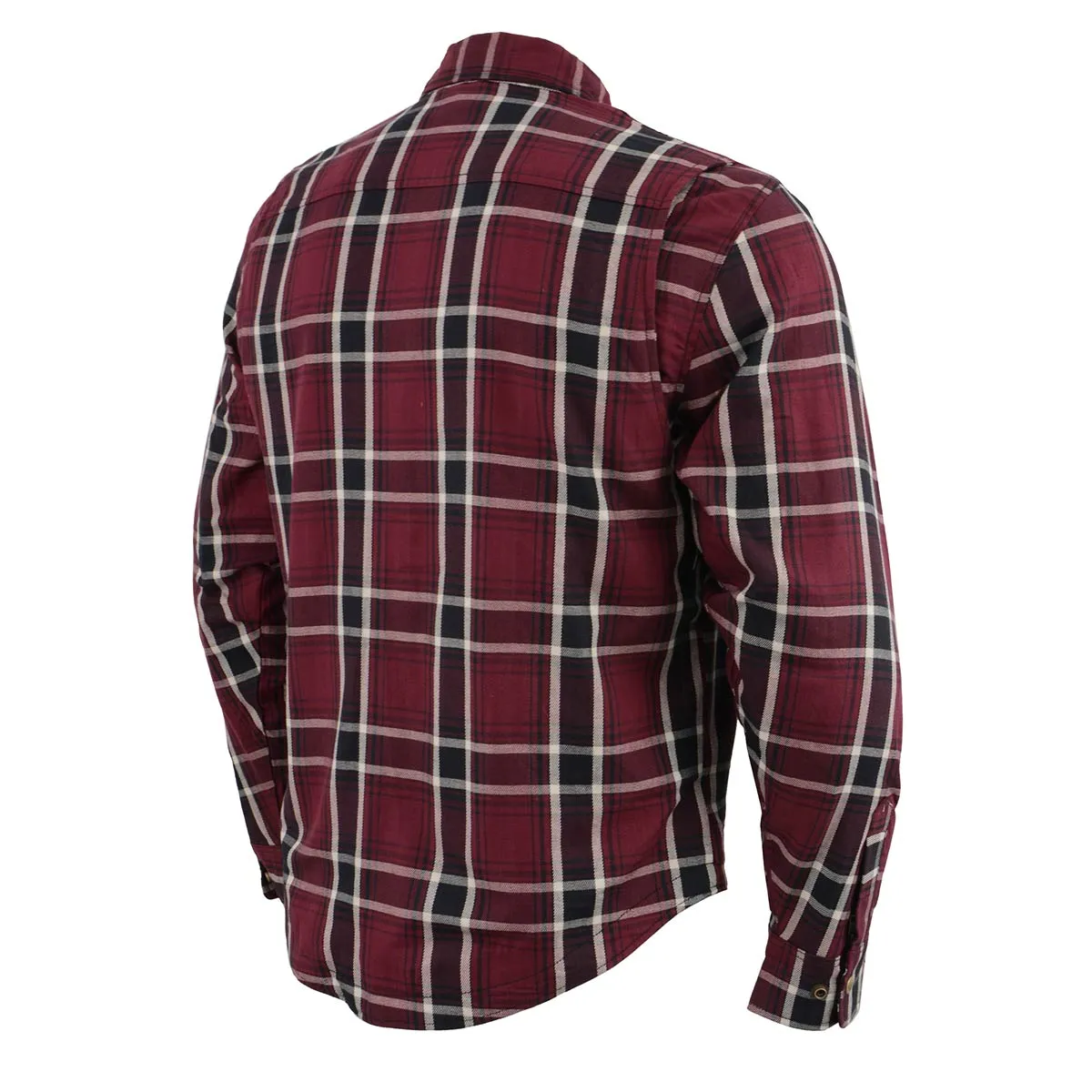 Milwaukee Leather MPM1640 Men's Plaid Flannel Biker Shirt with CE Approved Armor - Reinforced w/ Aramid Fiber