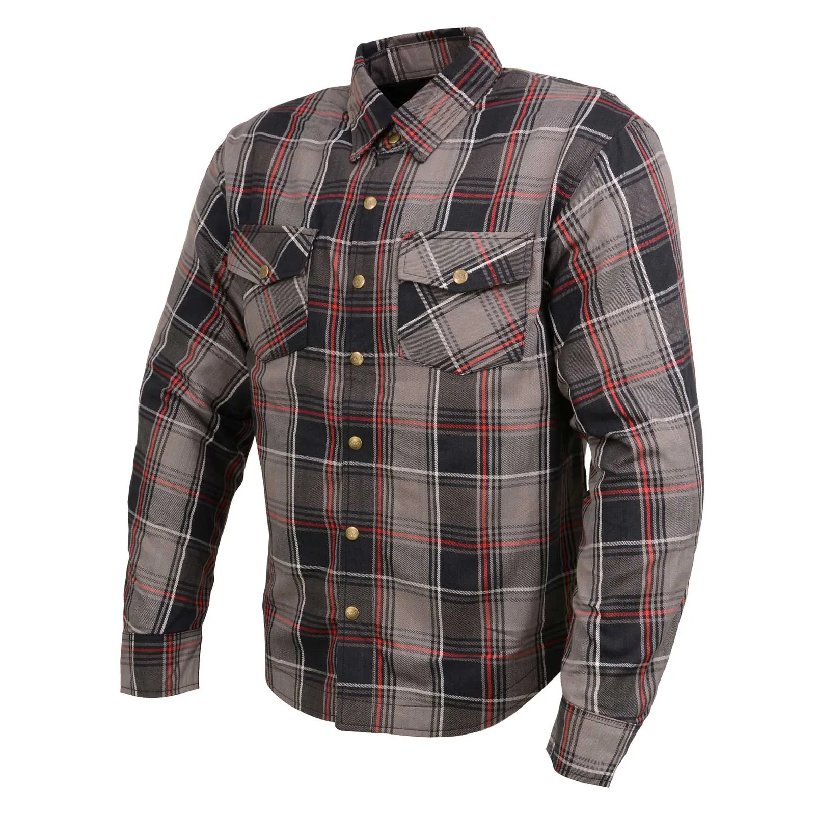 Milwaukee Leather MPM1652 Men's Plaid Flannel Biker Shirt with CE