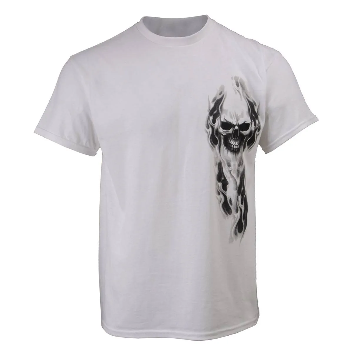 Milwaukee Leather MPMH116001 Men's 'Ghost' Skull Double Sided White Printed T-Shirt