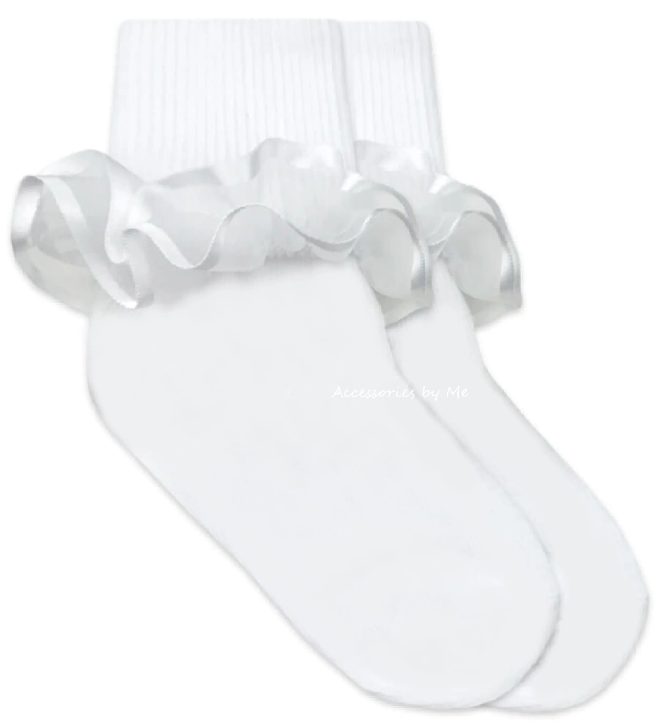 Pageant White Ruffle Trim Socks