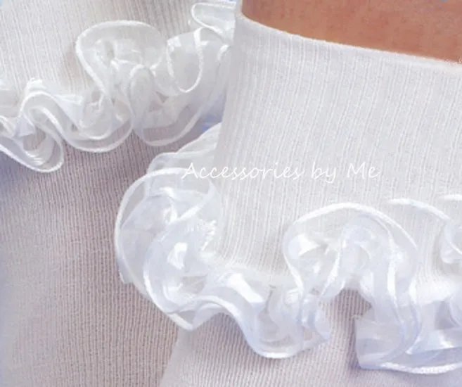 Pageant White Ruffle Trim Socks