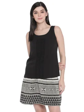 Porsorte Womens Black 100% Cotton Jersey Sleeveless Top