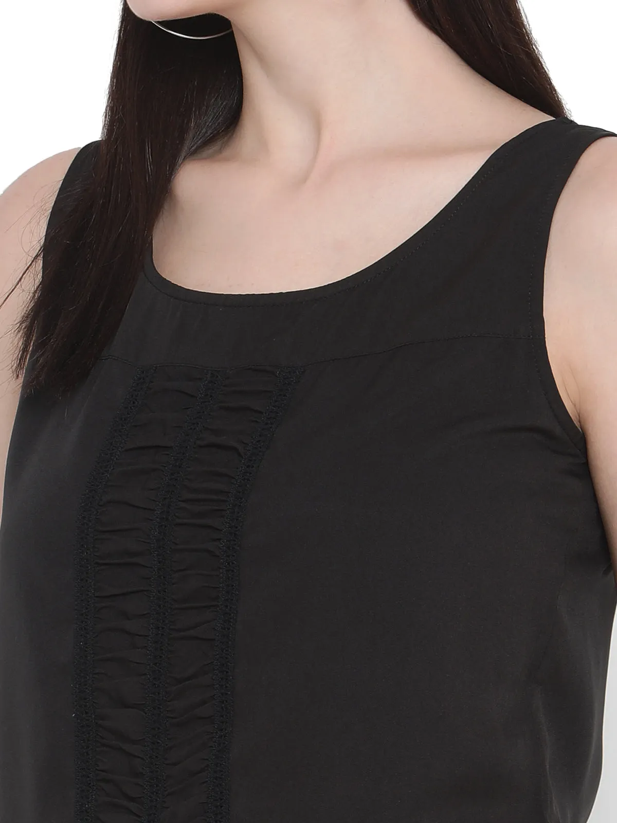 Porsorte Womens Black 100% Cotton Jersey Sleeveless Top