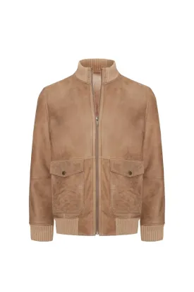 Rick Men's Shearling Bomber Jacket - Cappuccino/Beige