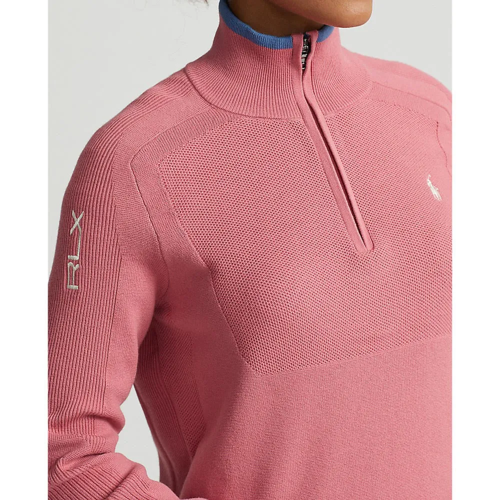 RLX Ralph Lauren Women's Coolmax 1/4 Zip Pullover - Desert Pink/Hatteras Blue