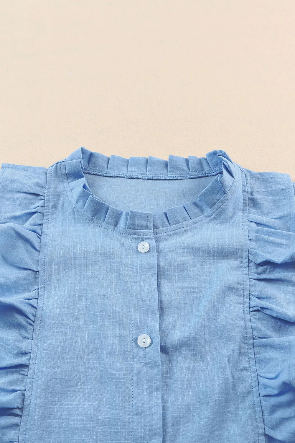 Round Neck Ruffled Cap Sleeve Shirt