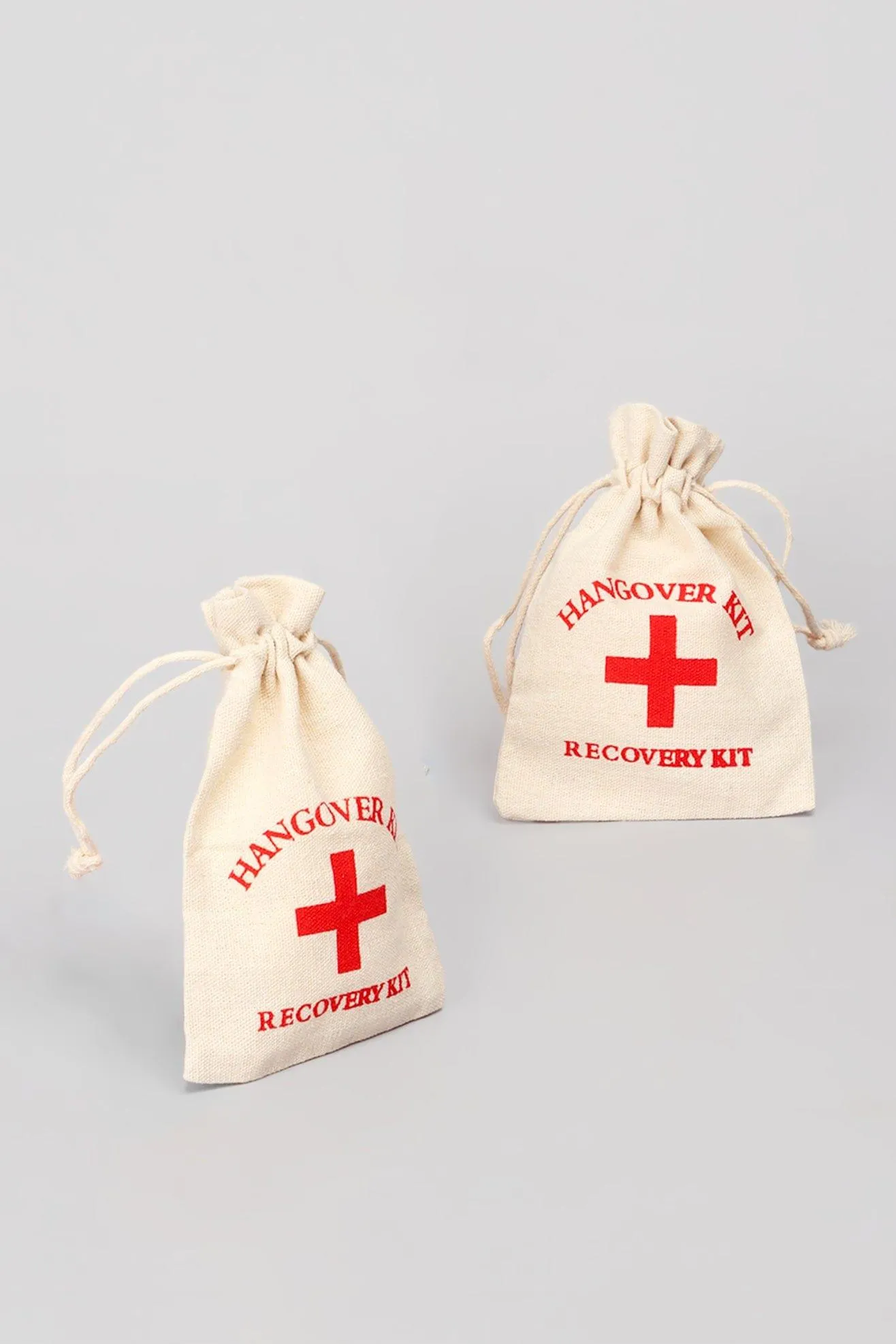 Set of 2 Hessian Bags Hangover Recovery Kit