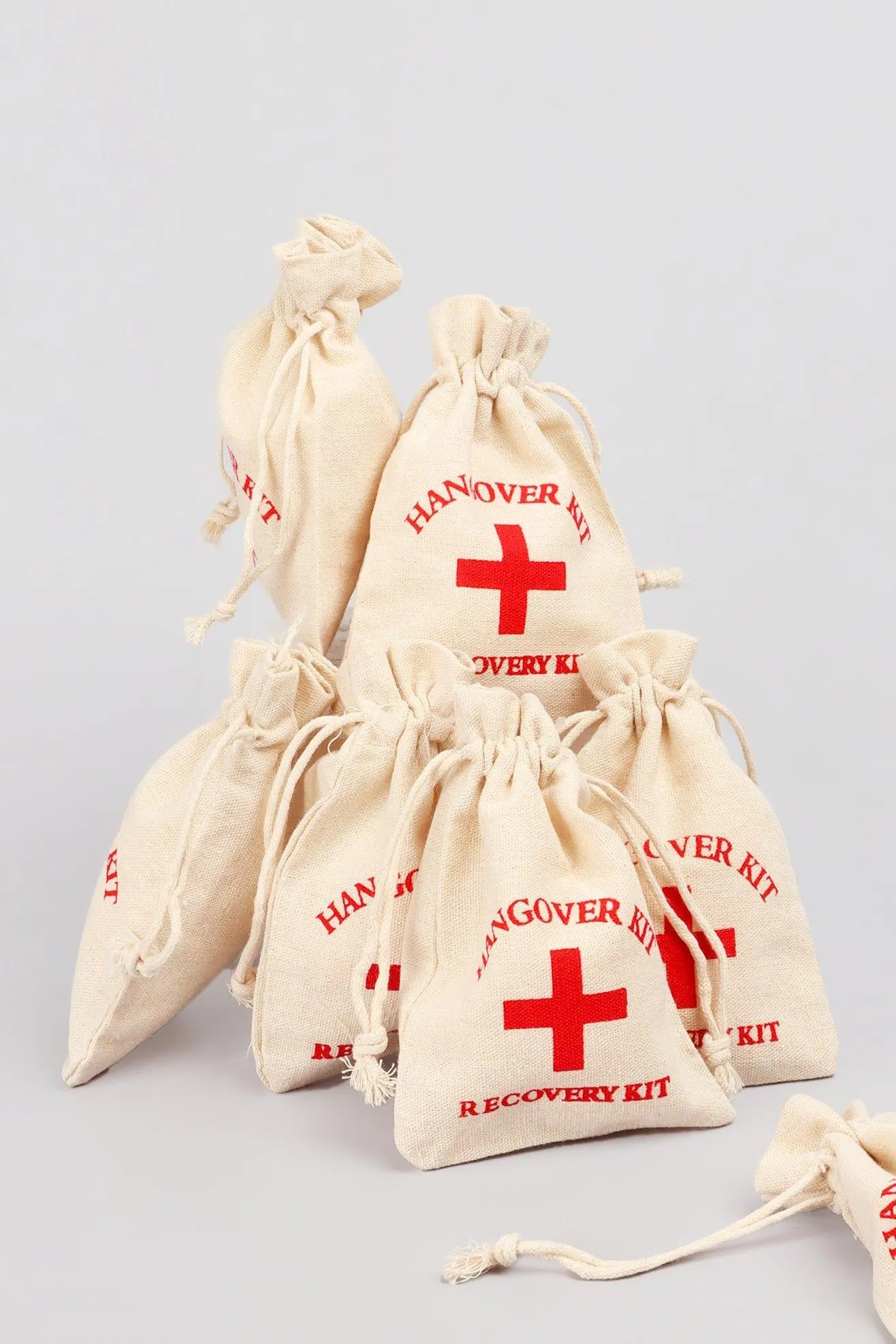 Set of 2 Hessian Bags Hangover Recovery Kit