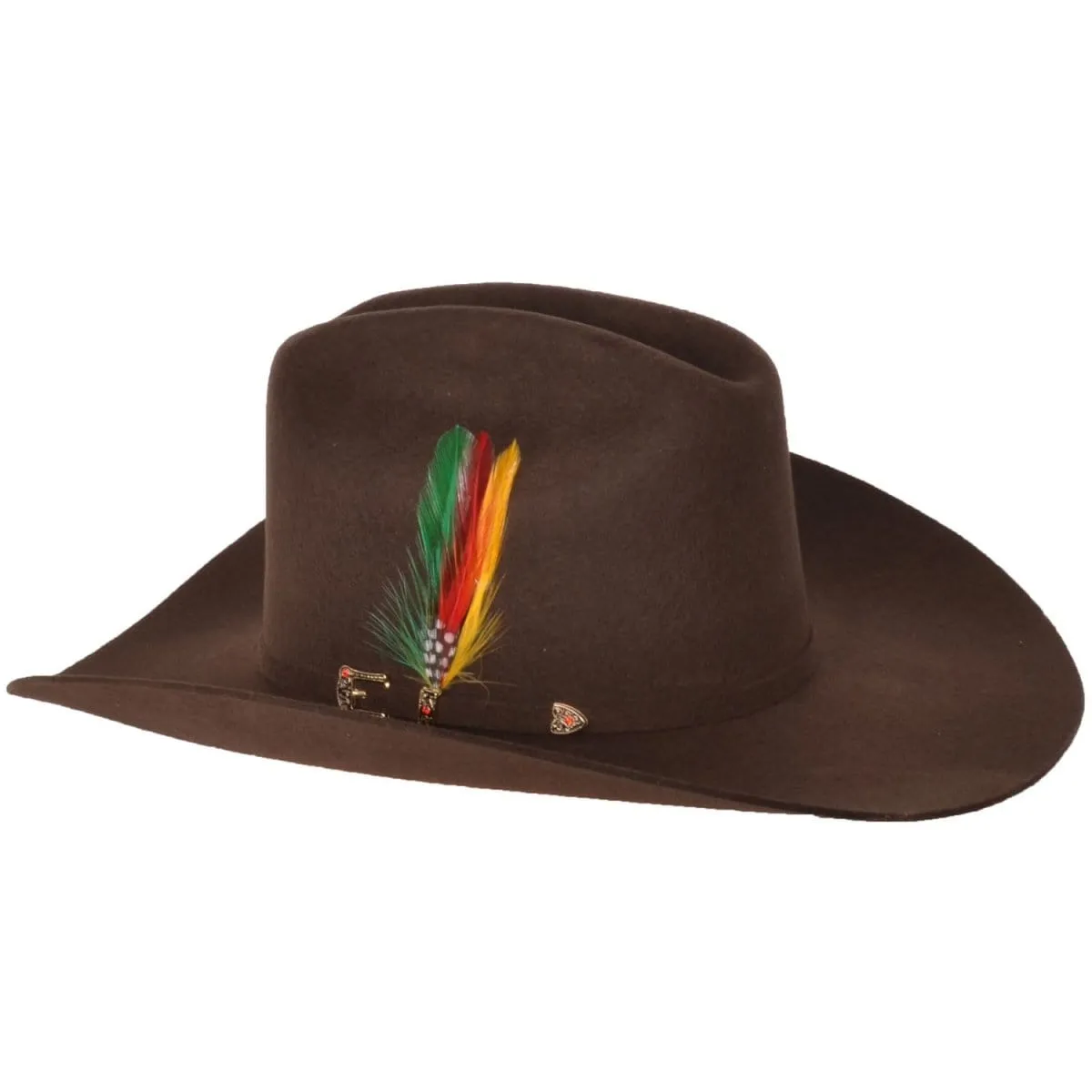 Stone 100X El Fantasma (Johnson) Shape Felt Hat with Feathers TOM-100XFANC