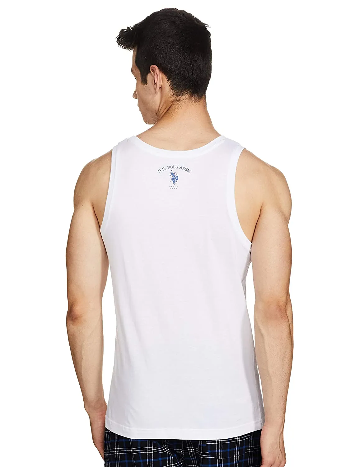 US Polo Branded Men's Printed White Cotton Sleeveless Vest