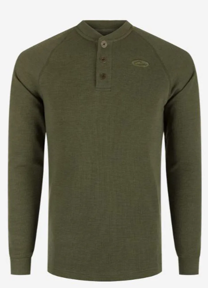 Weston Lakes Waffle Henley LS in Kalamata Heather by Drake