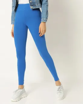 Women's Cotton Ultra Legging with Wide Waistband Blue