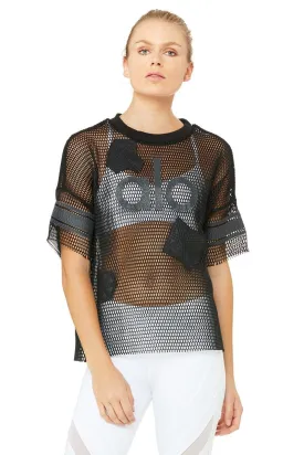 Yoga Jersey Short Sleeve Top - Black/Alo Crackle/Black